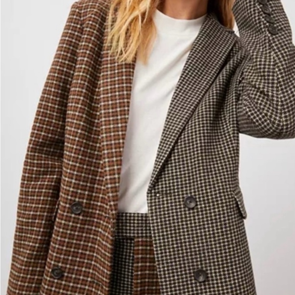 Rails Brown and Black Blazer with Houndstooth Pattern